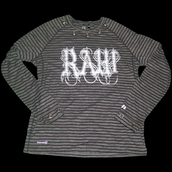 Custom Grey Striped Raw Long sleeve