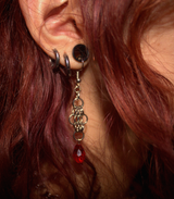 handcrafted chain mail  Necklace and matching earrings  with ruby glass stones