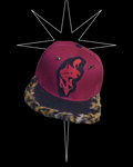 Red and black animal print hat