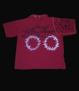 Custom red Short sleeved distresed arm polo