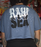 Custom Cropped  short sleeve blue shirt