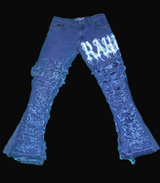 Custom lavender hand tattered jeans